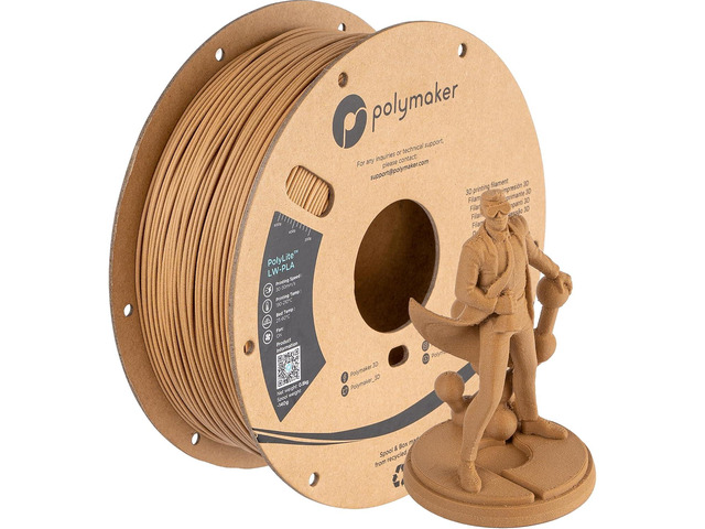 Polymaker Light Weight PLA Filament 1.75mm Wood 0.8kg, PolyLite 3D Printer PLA Filament Wood Low Density, Print with Most 3D Printers