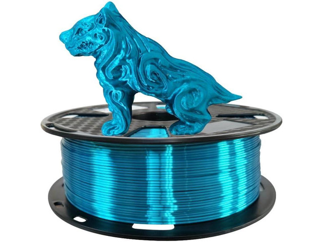 CC3D Silk Enamel Blue PLA Filament 1.75 mm 3D Printer Filament 1KG 2.2LBS Spool Silky Shiny Metallic Cyan Metal 3D Printing Material Shiny Blue