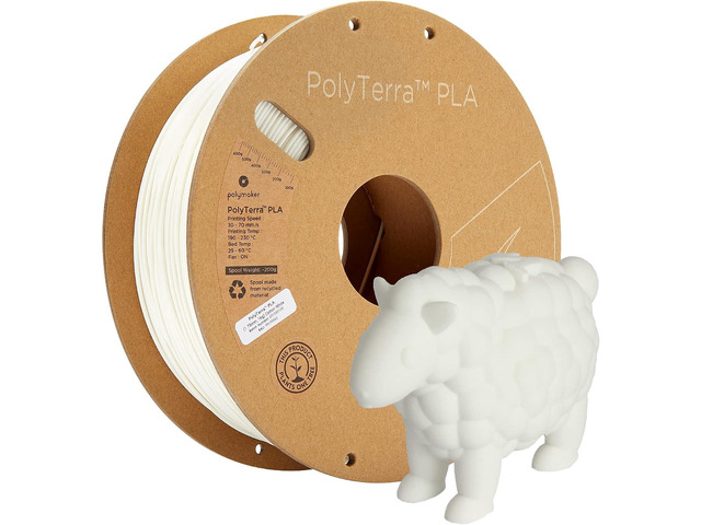 Polymaker Matte PLA Filament Matte Cotton White 1.75mm 3kg 3D Printing Filament, PolyTerra 3D Printer PLA Filament