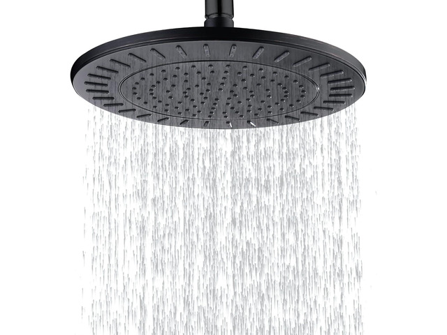 BRIGHT SHOWERS Rain Shower Head, 9 Inch High Pressure Waterfall Showerhead with Adjustable Angle and Anti-clogging Silicone Nozzles, Luxury...