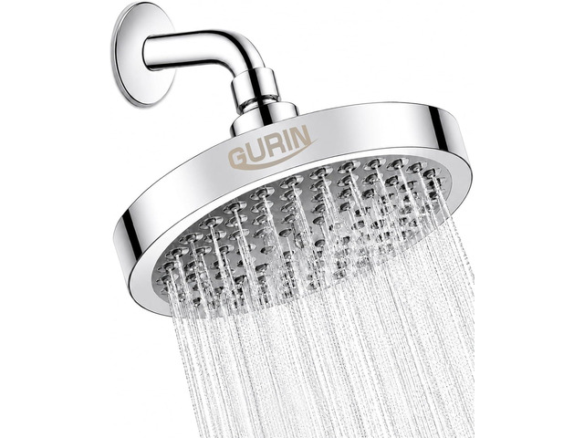 GURIN Shower Head - Powerful High Pressure Rain Shower Head 6 Inch - Luxury Rainfall Showerhead with Adjustable Angles, 90 Anti-Clog Nozzles,...