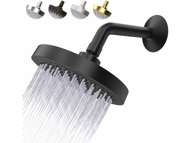 High Pressure Shower Head - Anti-Clogging Silicone Nozzles 2.5 GPM Removable Restrictor - Easy to Clean and Install - Includes Plumbers Tape - 6...