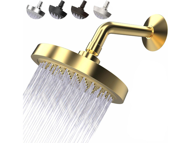 High Pressure Shower Head - Anti-Clogging Silicone Nozzles 2.5 GPM Removable Restrictor - Easy to Clean and Install - Includes Plumbers Tape - 6...