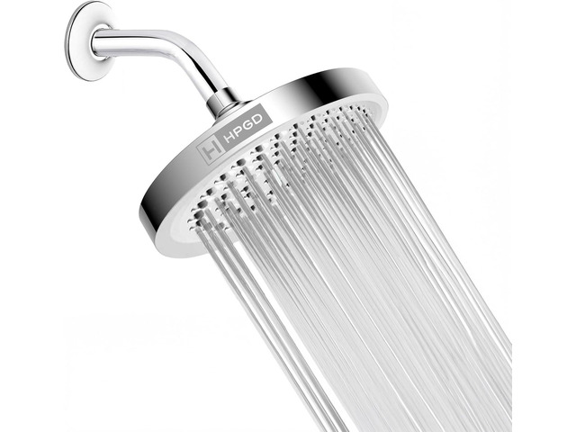 Shower Head - High Pressure Rain, 6-Inch Round, Luxury Chrome Finish, Universal Shower Head Replacement, Premium Quality Anti-Clogging Nozzles,...