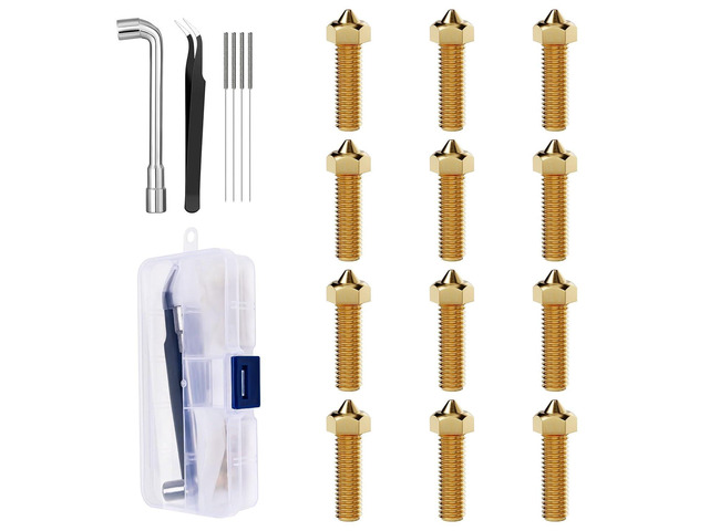 ALadrs 0.4mm Brass Nozzles 12pcs, 3D Printer 1.75mm Filament Hot End Nozzles for Anycubic Kobra 2,vyper,Kobra Plus,Kobra Max,Sidewinder X1 3D Printer