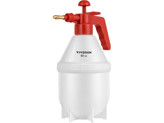 VIVOSUN 50oz Pump Sprayer, Handheld Garden Water Sprayer Bottle with Adjustable Brass Nozzle, for Spraying Plants, Flowers, Weeds and Cleaning, Red