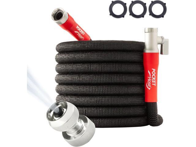 Pocket Hose 75 FT Silver Bullet 2.0 Expandable Garden Hose w/Turbo Shot Nozzle, AS SEEN ON TV, Lead-Free, Solid Aluminum Connectors, Easy On/Off.