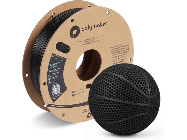 Polymaker TPU Filament 1.75mm Black, 0.75kg Shore 90A Flexible 3D Printer Filament 1.75mm - PolyFlex TPU90 3D Printing TPU Filament 0.75kg Black...