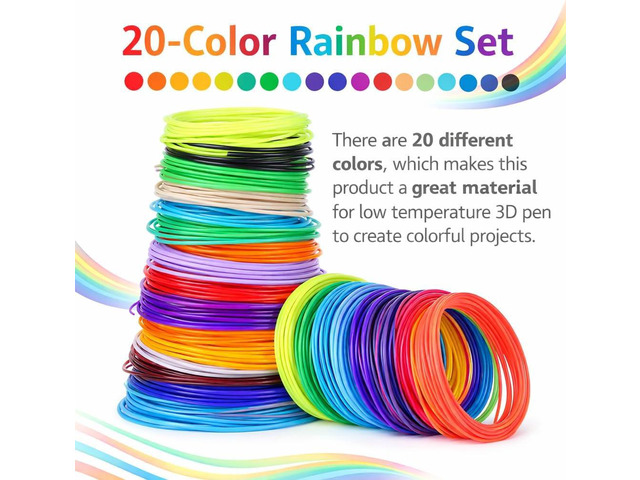 20 Colors 3D Pen Filament Refills for Low Temperature 3 D Pen PCL Filament Refills 16.4 Feet for Each Color 3 Dimensional Printing Pen Filament...
