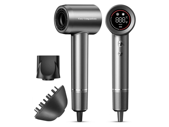 Cosy Companions Hair Dryer - Negative Ionic Blow Dryer with 150000 RPM High Speed Brushless Motor for Fast Drying, Low Noise, HD Display Hair Dryer...