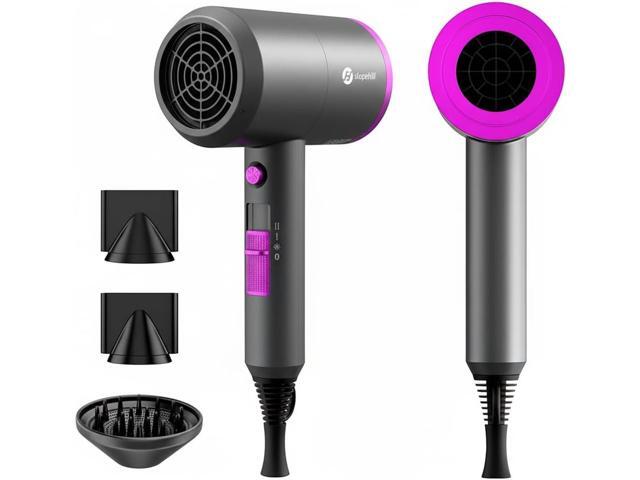 slopehill Professional Ionic Hair Dryer, Powerful 1800W Fast Drying Low Noise Blow Dryer with 2 Concentrator Nozzle 1 Diffuser Attachments for Home...