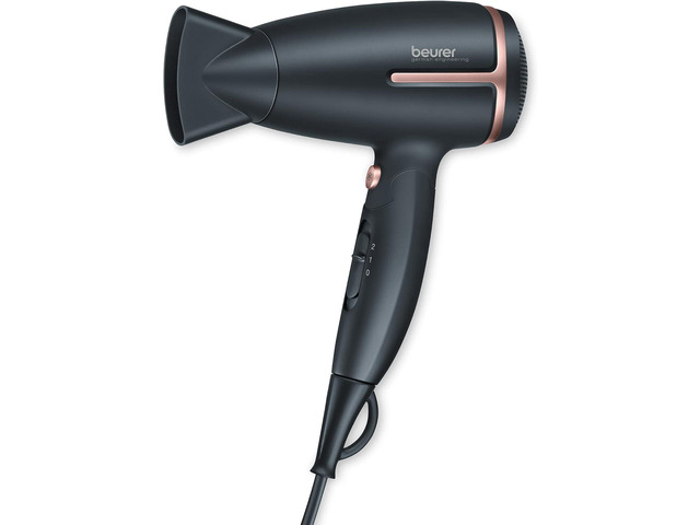 Beurer HC25 Ionic Hair Dryer for Travel with Voltage Switch 1600W Anti Frizz Blow Dryer, Foldable Handle, Lightweight Styler, Nozzle Attachment,...