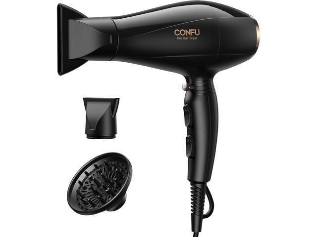 Professional Salon Hair Dryer, CONFU 1875 Watt Negative Ionic Fast Drying Blow Dryer, AC Motor Low Noise Hair Blow Dryer with Diffuser & 2.