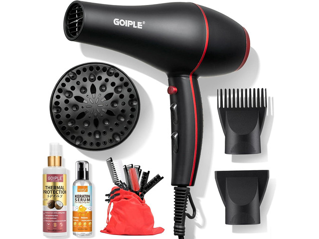 21Pcs Professional Hair Dryer Kit - Ionic, Lightweight, Low Noise, Constant Temperature, 1800W Blow Dryer for Women and Men - Includes Hair Dryer,...