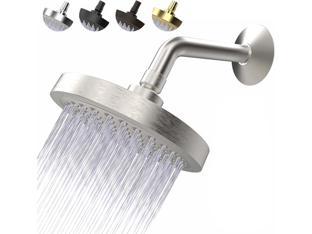 High Pressure Shower Head - Anti-Clogging Silicone Nozzles 2.5 GPM Removable Restrictor - Easy to Clean and Install - Includes Plumbers Tape - 6...