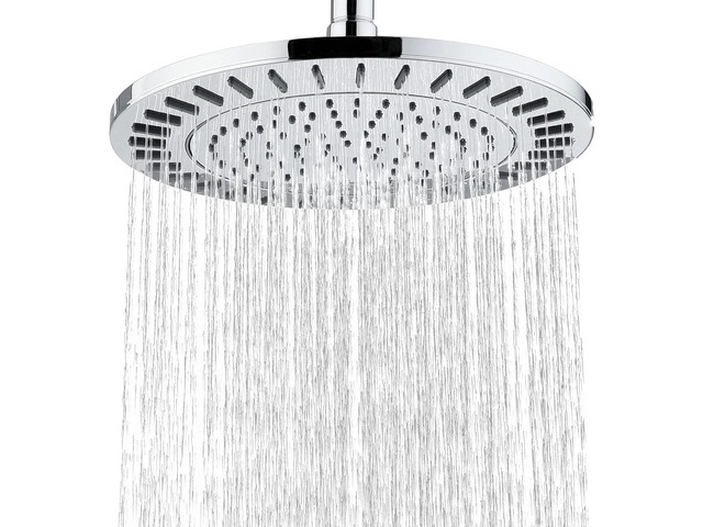 BRIGHT SHOWERS Rain Shower Head, 9 Inch High Pressure Waterfall Showerhead with Adjustable Angle and Anti-clogging Silicone Nozzles, Luxury...