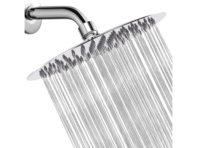 Rain Shower Head High Flow Stainless Steel Rainfall Shower Head - 10 Inch Luxury Design with Adjustable Angles, Anti-Clogging Nozzles, Easy...