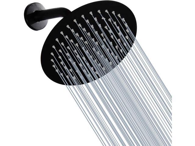 8 inch Round Matte Black Rain Shower head Stainless Steel High Pressure Shower Head Ultra Thin Rainfall Bath Shower Self-cleaning Silicon Nozzle.