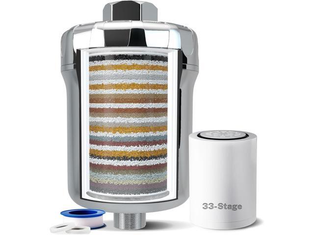 iSpring 33-Stage High Output Shower Filter, Universal Shower Head Filter for Hard Water, 99% Removal of Heavy Metals, Chlorine & Sediment - Chrome.