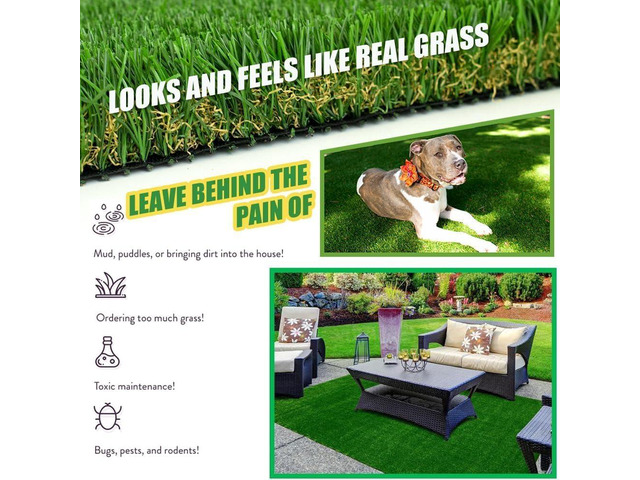 Petgrow Ultrathick Artificial Grass Turf,1.77 Inch High Dense W Shape Grass Silk -Durable PU Backing-Luxurious Indoor Outdoor Dog Garden Landscape...