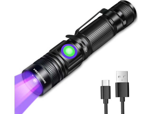 DARKBEAM UV Black Light Flashlight 395nm - Rechargeable USB Woods Lamp, Powerful Mini Ultraviolet LED Blacklight Flashlights - Resin Curing,...