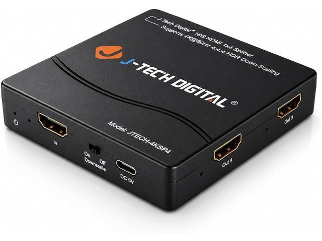 J-Tech Digital HDMI Splitter 4K 60Hz 1X4 Multi-Resolution Output (MRO) HDMI 2.0 Splitter Supports downscale HDR HDR10 / Dolby Vision 4K@60Hz 4:4:4...