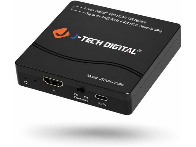 J-Tech Digital HDMI Splitter 1 in 2 Out 4K 60Hz Multi-Resolution Output (MRO) HDMI 2.0 Splitter Supports Downscale HDR HDR10 / Dolby Vision 4K@60Hz...