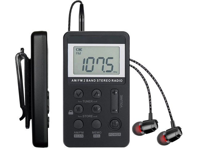 SWDSTP Mini Portable AM FM Radio, Personal Radio with Excellent Reception Digital Tuning LCD Display, Headphones, Back Clip, Easy Key Operation,...