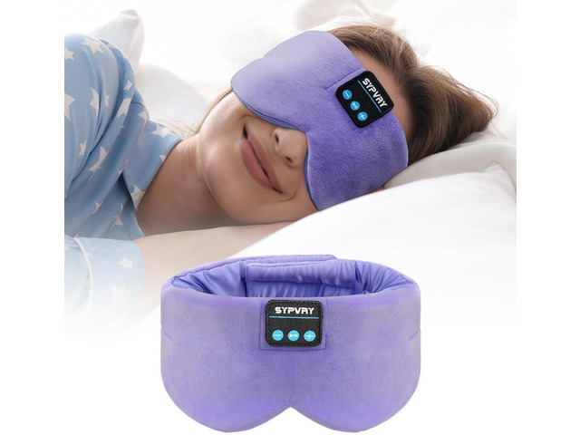 Sleep Mask Bluetooth 5.4 Headphones Soft Wireless Headband Eye Mask Blackout with Microphone (Lilac)