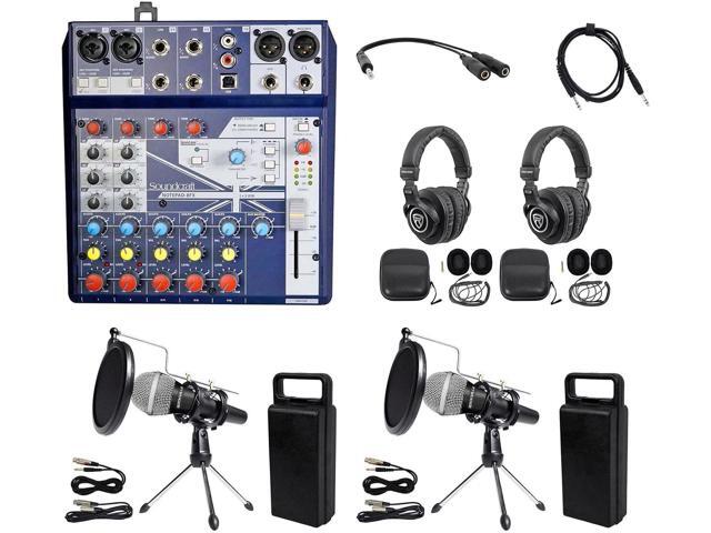 2 Person Podcasting Podcast Kit Soundcraft Mixer+Headphones+Mic+Stand