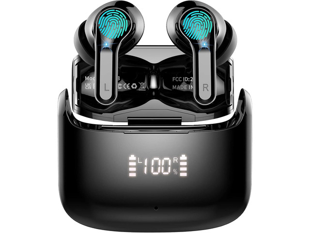 Ordtop Wireless Earbuds, 2026 Bluetooth 5.4 Headphones NEW Ear Buds Black 40H Bass Stereo in-Ear Earphones ENC Noise Cancelling Earbuds with 4...