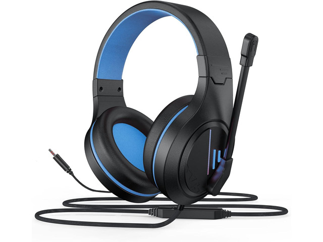 Anivia MH601 Blue Headphones with Microphone Wired Headset with Active Noise Canceling Microphone, 3.5mm Audio Jack Stereo Headphone...