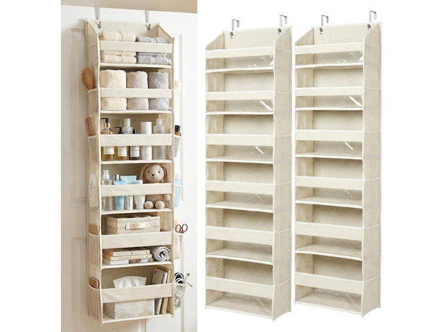 HOMELUX THEORY Over the Door Organizer, 6-Tier, 100D Fabric, Ivory 2pc