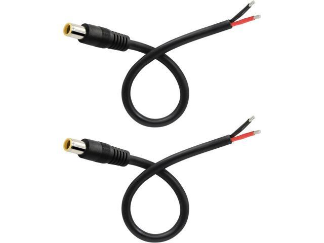 FOR 2 Pcs DC7909 Power Pigtails Cable, 12V DC 8mm Male Plug to Bare Wire Open End Power Wire Supply Repair Cable, 16AWG DC 7.9 x 5.5