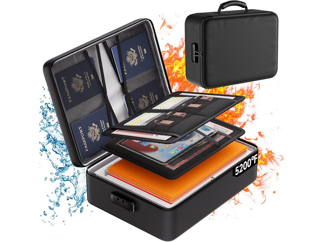 DocSafe 5200°F Document Organizer with Lock,Upgraded Heat Insulated FireproofWaterproof Box 8 Layers File Organizer,Portable Home Travel Safe...