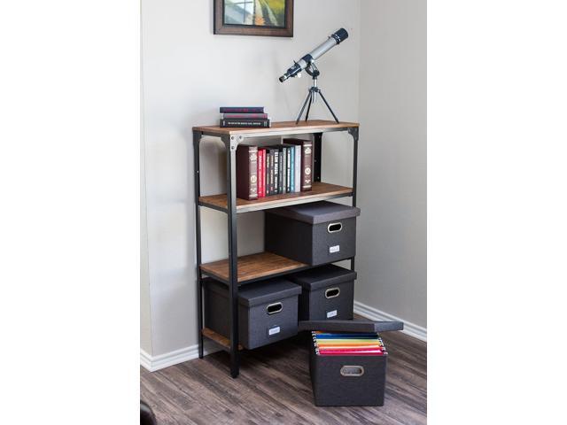 Internet's Best Collapsible File Storage Organizer with Lid - Decorative Linen Filing & Storage Office Box Hanging Letter/Legal Folder Home...