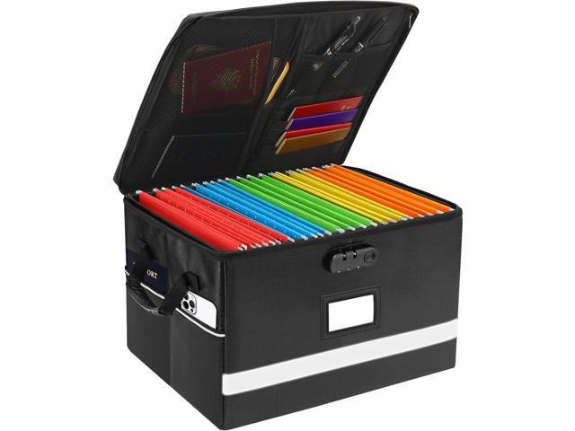 File Organizer with Lock, Portable File Box with Handle, File Boxes with Lids, Fireproof Document Box