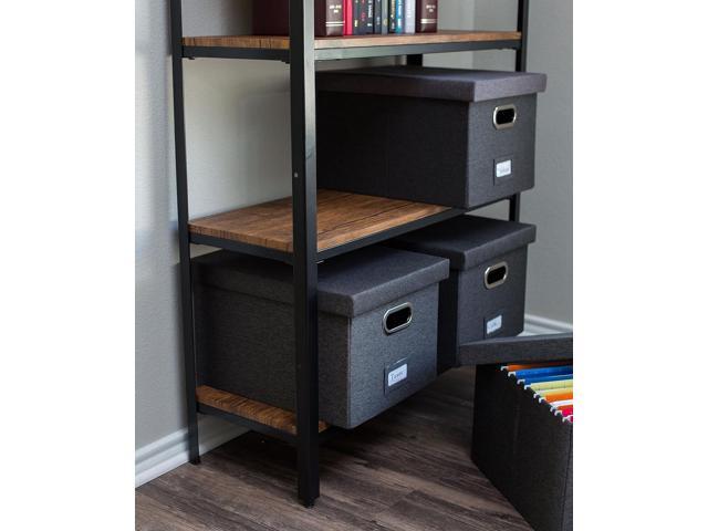 Internet's Best Collapsible File Storage Organizer with Lid - Decorative Linen Filing & Storage Office Box Hanging Letter/Legal Folder Home...