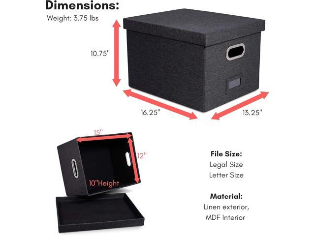 Internet's Best Collapsible File Storage Organizer with Lid - Decorative Linen Filing & Storage Office Box Hanging Letter/Legal Folder Home...
