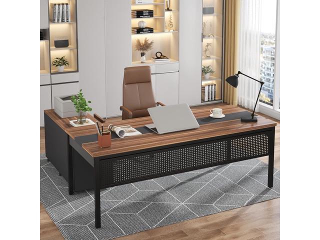Tribesigns 70.8' Large Executive Office Desk and 47' Lateral File Cabinet Combo, L-Shaped Computer Desk 2 Piece Business Furniture with Drawers and.