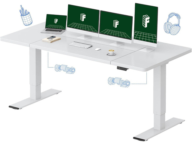 FLEXISPOT 79 x 32 Inch Dual Motor Standing Desk, Computer Desk with Memory Controller, Home Office Desk with Splice Board (White Frame + 79' White...