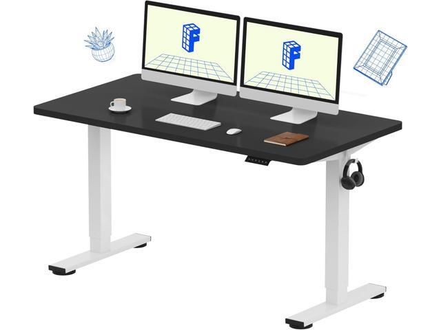 FLEXISPOT EN1 One Piece Standing Desk, 55 x 28 Inch Desktop Electric Adjustable Height Desk for Home Office and Computer Workstation (White Frame +.