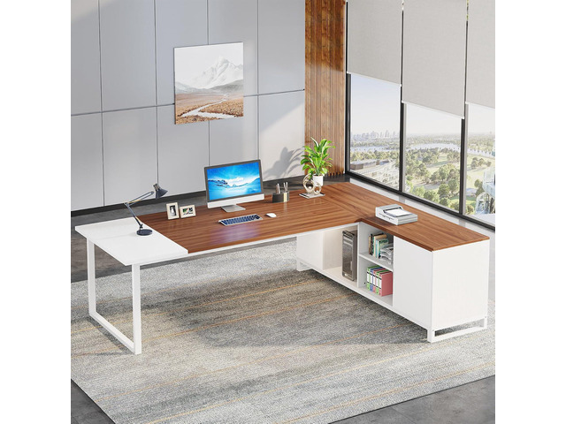 Tribesigns 70.8' L-Shaped Executive Desk with 55' File Cabinet, Large Home Office Computer Desk with Storage Shelves and Cabinet, Modern Business...