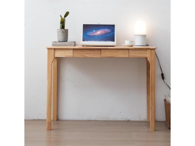 Solid Wood Desk, Gaming Study Home Office Desks for Work, Student PC Desk for Bedroom, Small Computer Desk for Small Spaces, Easy to Assemble (Wood.