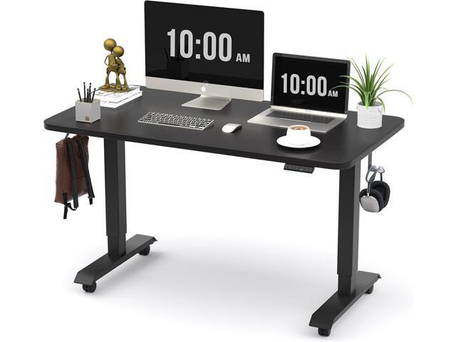 Monomi Electric Height Adjustable Standing Desk, 48x24 Inches, Ergonomic Home Office Sit/Stand Up Desk (Black Steel Frame/Black Top)