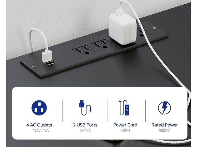 Pamray 71 Inch Large Computer Desk with Power Outlets,U Shaped Corner Desk for Home Office Work and Gaming White
