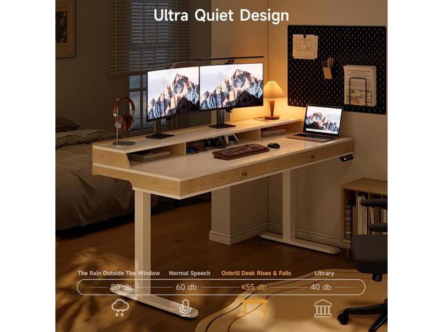Standing Desk With Drawers, 47x23.6 Inch Electric Stand Up With Storage Shelf and Memory Controller, Adjustable Height 28-46 Inch for Computer...