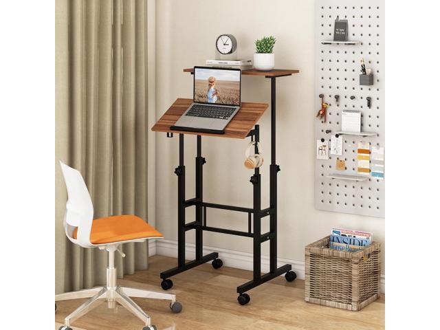 Tangkula Mobile Standing Desk, Height-Adjustable Laptop Podium Cart with Tilting Tabletop & Adjustable Angle, Rolling Stand Up Computer Desk with 2...