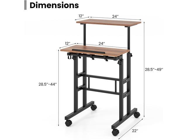 Tangkula Mobile Standing Desk, Height-Adjustable Laptop Podium Cart with Tilting Tabletop & Adjustable Angle, Rolling Stand Up Computer Desk with 2...