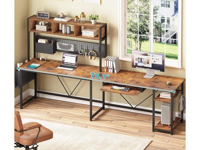 SEDETA L Shaped Gaming Desk with Hutch, 57.5 Reversible Corner Computer Desk with Storage Shelves, Gaming Desk with Pegboard, LED Lights, Power...